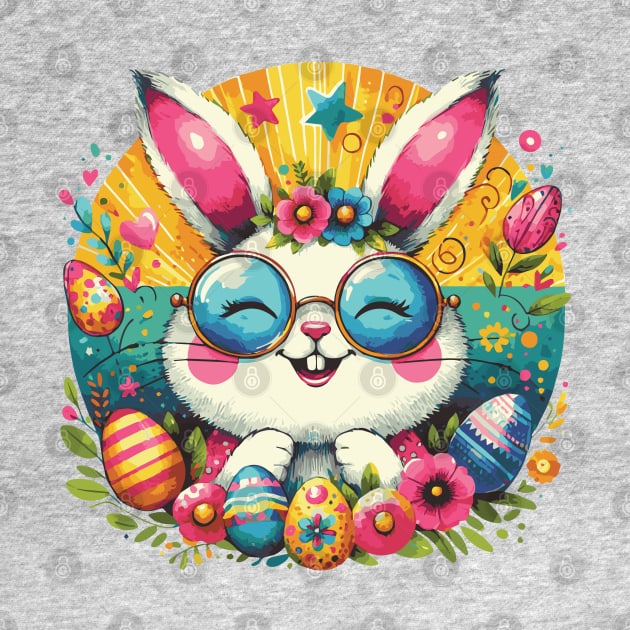 Happy Easter Groovy Retro Bunny by Heartsake